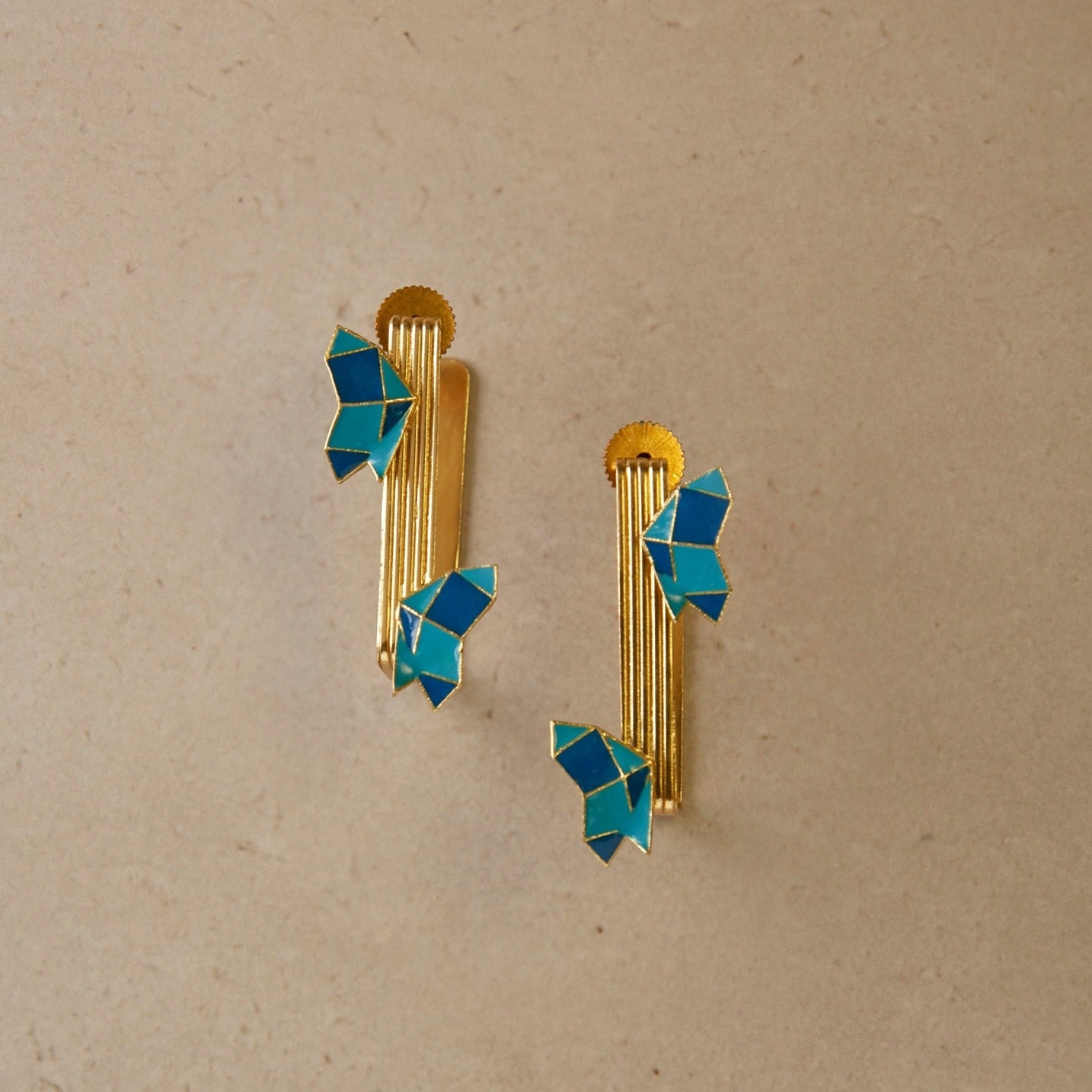 Blue Origami Earrings